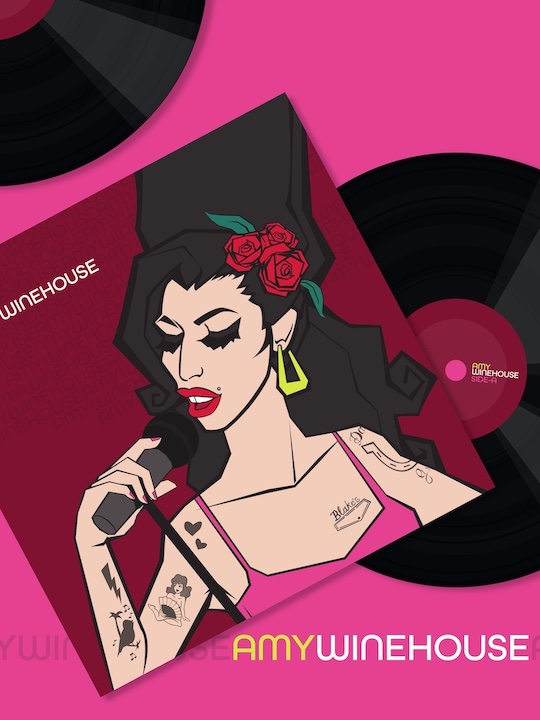 Album sleeve featuring a stylized version of singer Amy Winehouse.